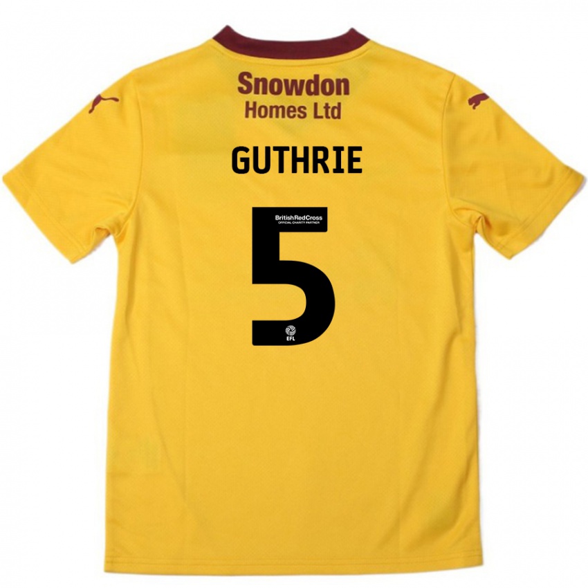 Kinder Jon Guthrie #5 Orange Burgunderrot Auswärtstrikot Trikot 2024/25 T-Shirt Österreich