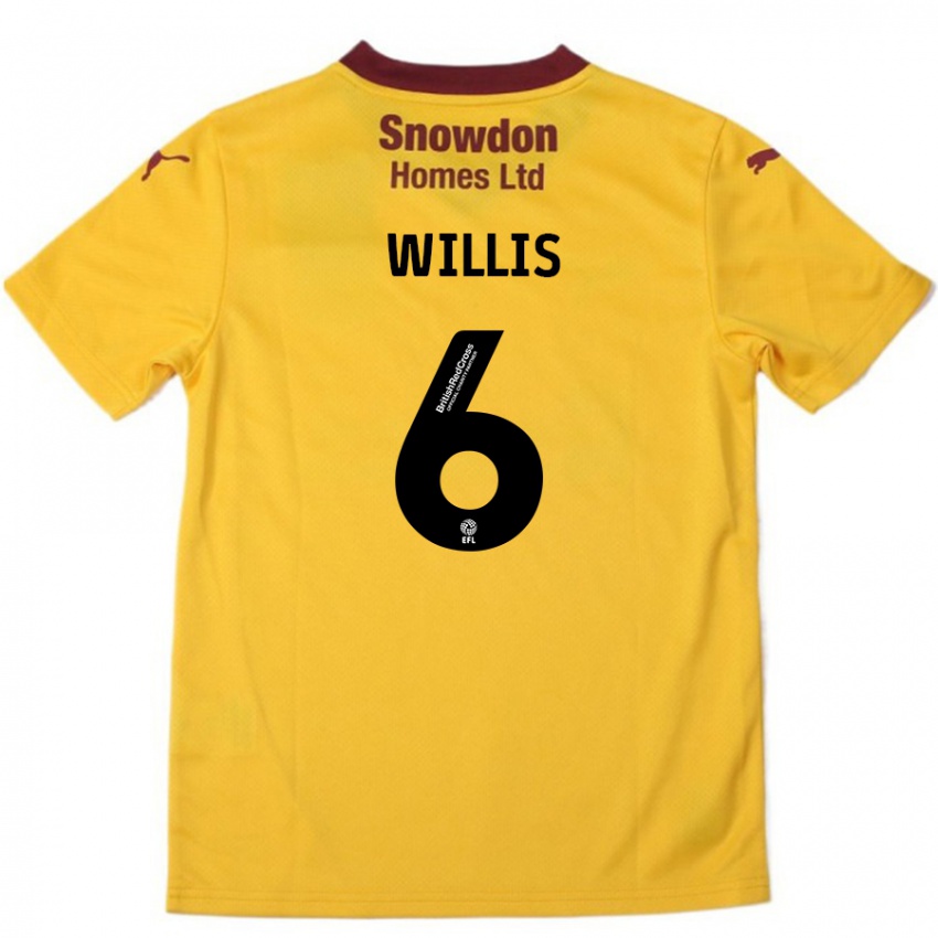 Kinder Jordan Willis #6 Orange Burgunderrot Auswärtstrikot Trikot 2024/25 T-Shirt Österreich