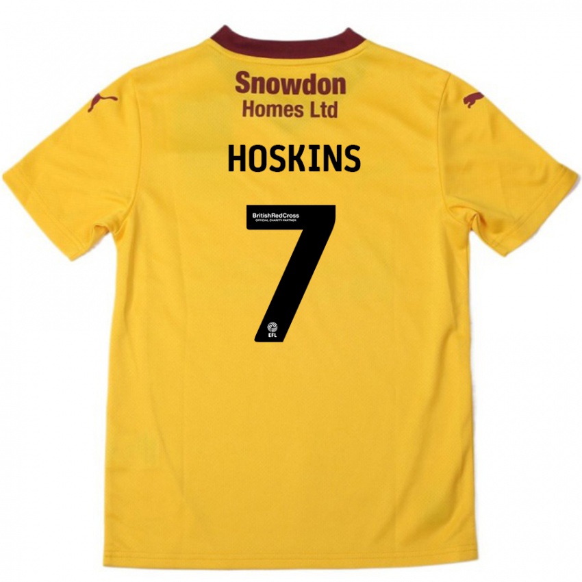 Kinder Sam Hoskins #7 Orange Burgunderrot Auswärtstrikot Trikot 2024/25 T-Shirt Österreich