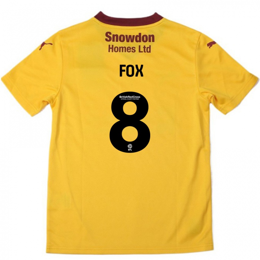 Kinder Ben Fox #8 Orange Burgunderrot Auswärtstrikot Trikot 2024/25 T-Shirt Österreich