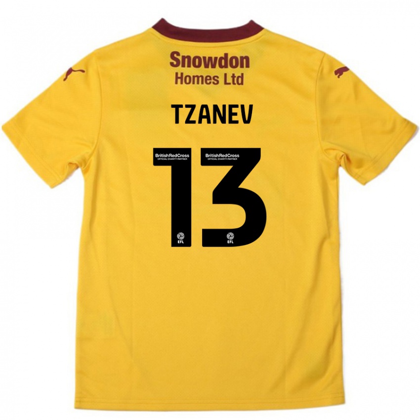 Kinder Nik Tzanev #13 Orange Burgunderrot Auswärtstrikot Trikot 2024/25 T-Shirt Österreich