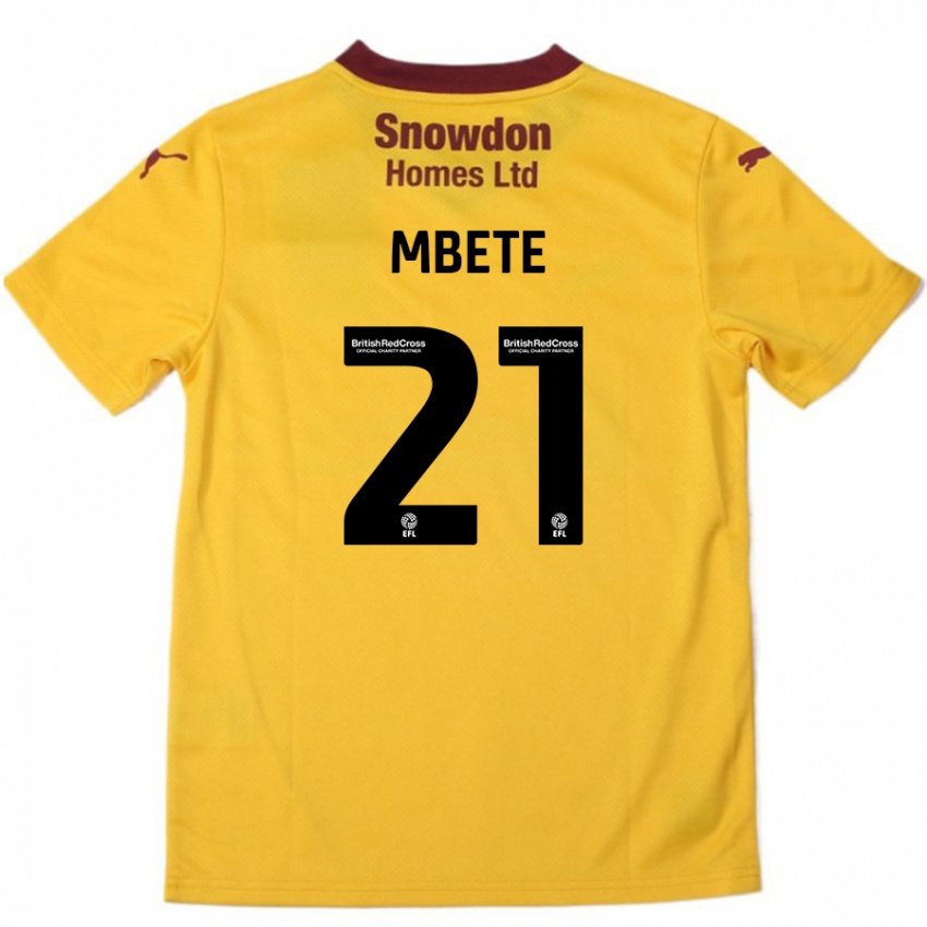 Kinder Luke Mbete #21 Orange Burgunderrot Auswärtstrikot Trikot 2024/25 T-Shirt Österreich