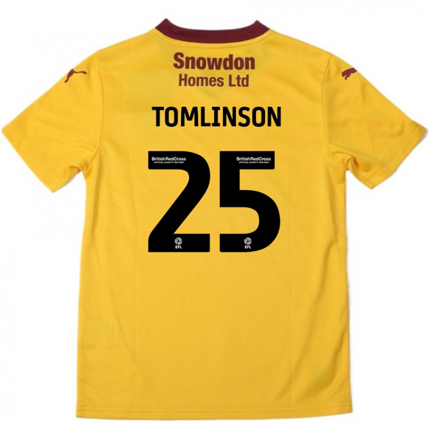 Kinder Josh Tomlinson #25 Orange Burgunderrot Auswärtstrikot Trikot 2024/25 T-Shirt Österreich