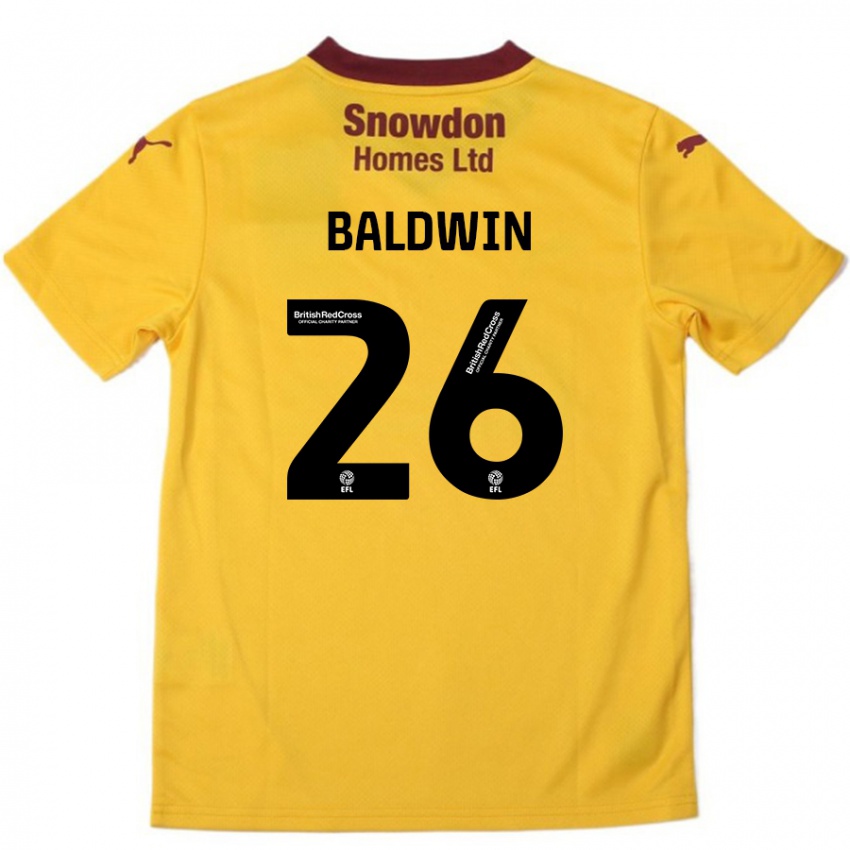 Kinder Jack Baldwin #26 Orange Burgunderrot Auswärtstrikot Trikot 2024/25 T-Shirt Österreich