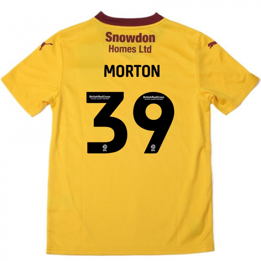 Kinder Callum Morton #39 Orange Burgunderrot Auswärtstrikot Trikot 2024/25 T-Shirt Österreich