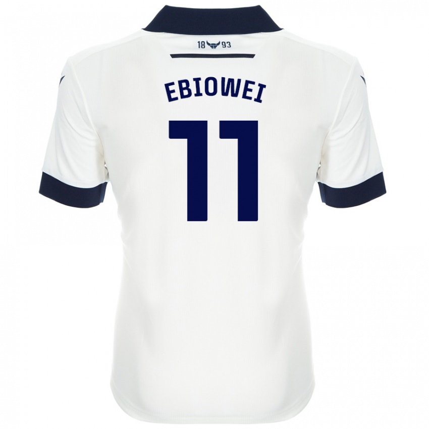 Kinder Malcolm Ebiowei #11 Weiß Marineblau Auswärtstrikot Trikot 2024/25 T-Shirt Österreich