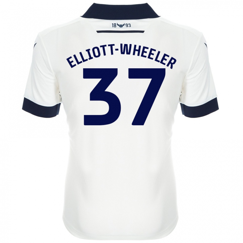 Kinder Aidan Elliott-Wheeler #37 Weiß Marineblau Auswärtstrikot Trikot 2024/25 T-Shirt Österreich