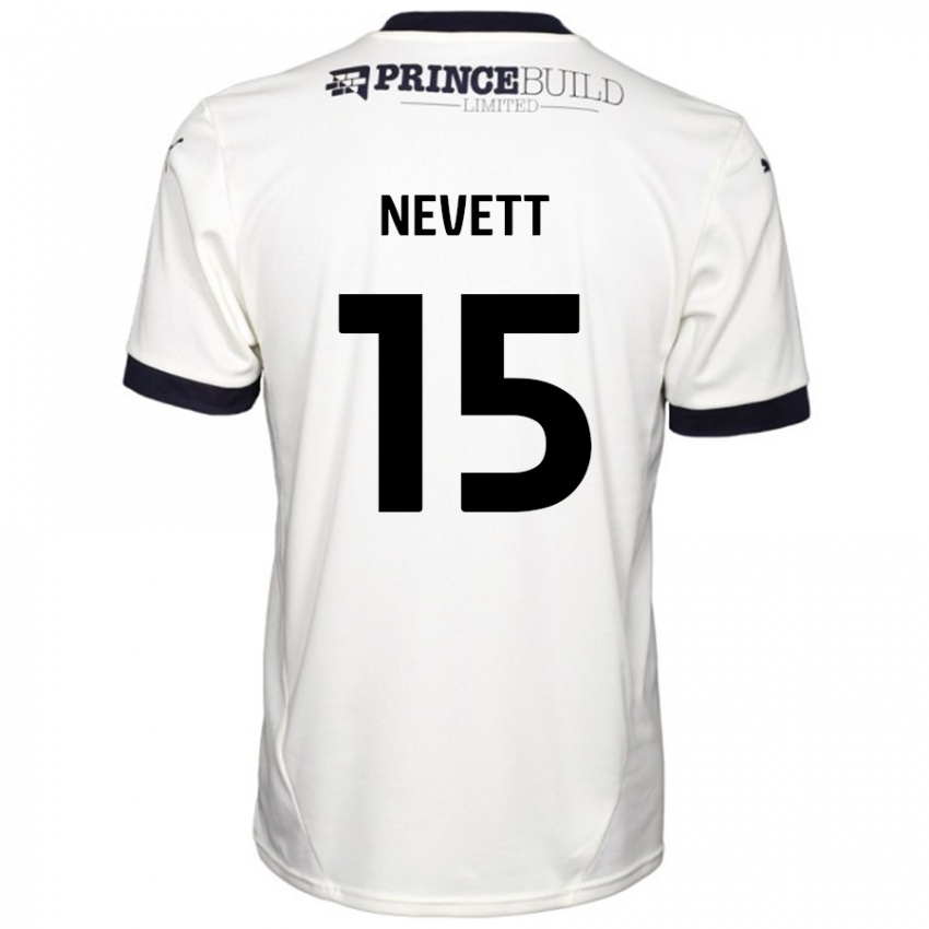 Kinder George Nevett #15 Cremeweiß Schwarz Auswärtstrikot Trikot 2024/25 T-Shirt Österreich