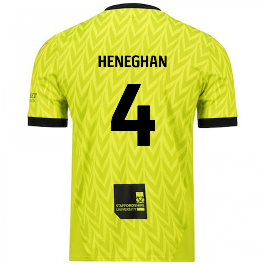 Kinder Ben Heneghan #4 Fluoreszierend Grün Auswärtstrikot Trikot 2024/25 T-Shirt Österreich