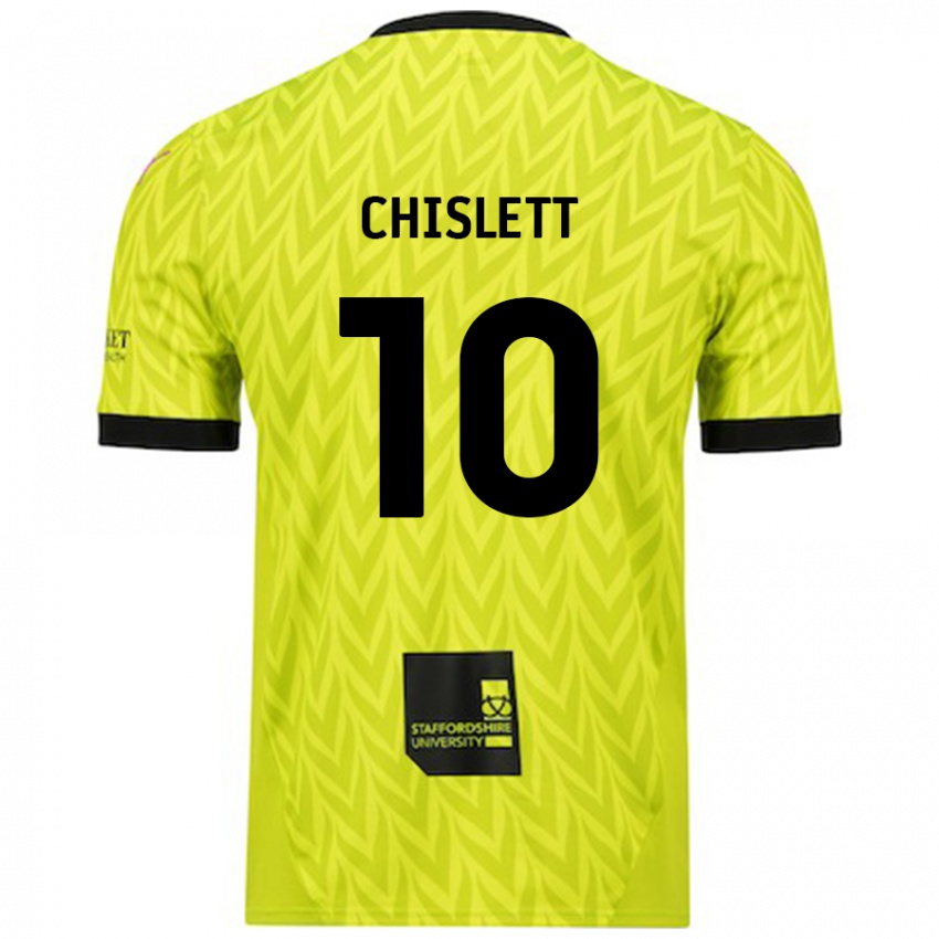 Kinder Ethan Chislett #10 Fluoreszierend Grün Auswärtstrikot Trikot 2024/25 T-Shirt Österreich