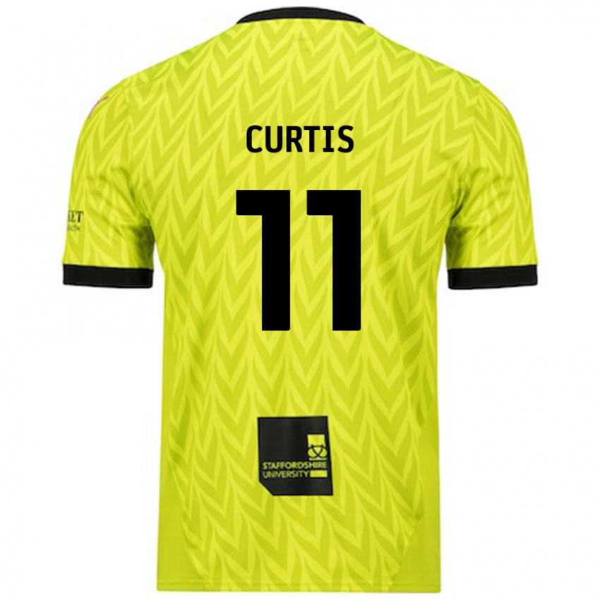 Kinder Ronan Curtis #11 Fluoreszierend Grün Auswärtstrikot Trikot 2024/25 T-Shirt Österreich