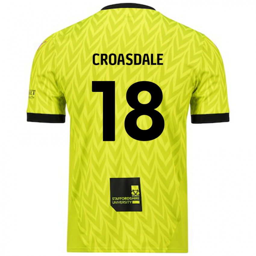 Kinder Ryan Croasdale #18 Fluoreszierend Grün Auswärtstrikot Trikot 2024/25 T-Shirt Österreich