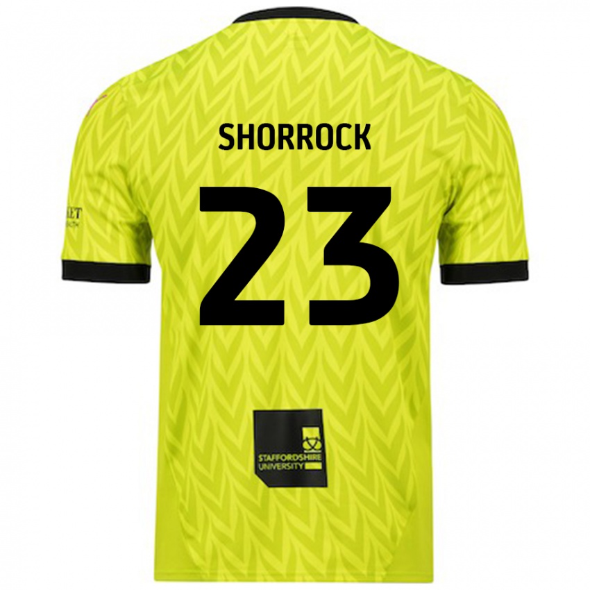 Kinder Jack Shorrock #23 Fluoreszierend Grün Auswärtstrikot Trikot 2024/25 T-Shirt Österreich