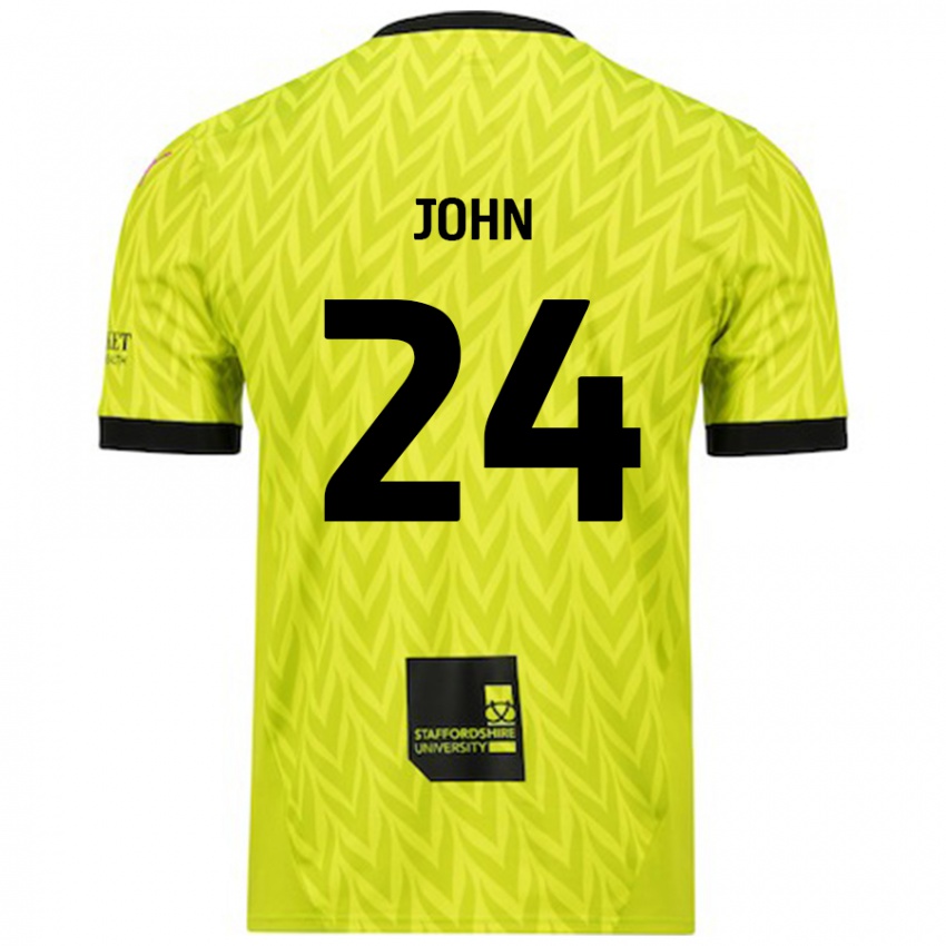 Kinder Kyle John #24 Fluoreszierend Grün Auswärtstrikot Trikot 2024/25 T-Shirt Österreich