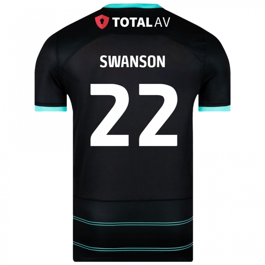 Kinder Zak Swanson #22 Schwarz Auswärtstrikot Trikot 2024/25 T-Shirt Österreich