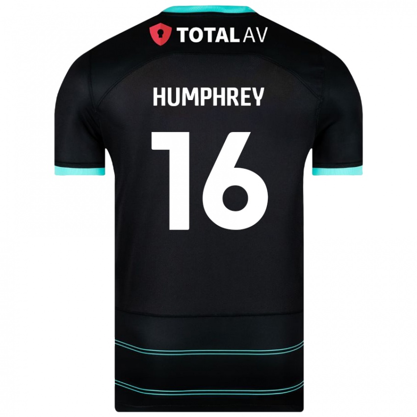 Kinder Ella Humphrey #16 Schwarz Auswärtstrikot Trikot 2024/25 T-Shirt Österreich