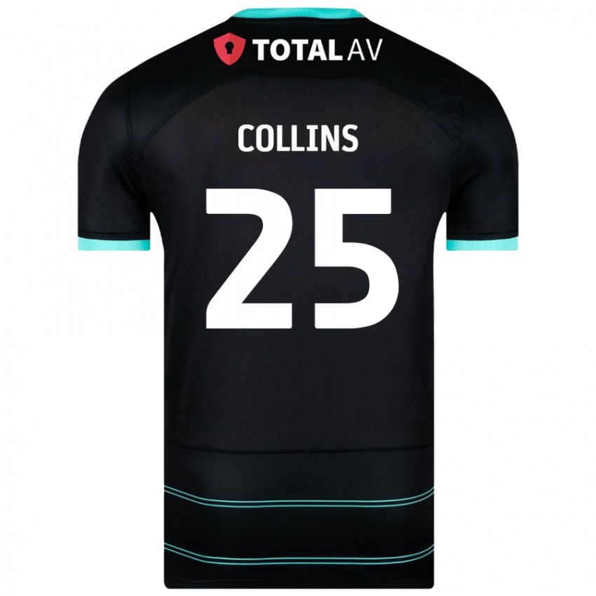 Kinder Izzy Collins #25 Schwarz Auswärtstrikot Trikot 2024/25 T-Shirt Österreich