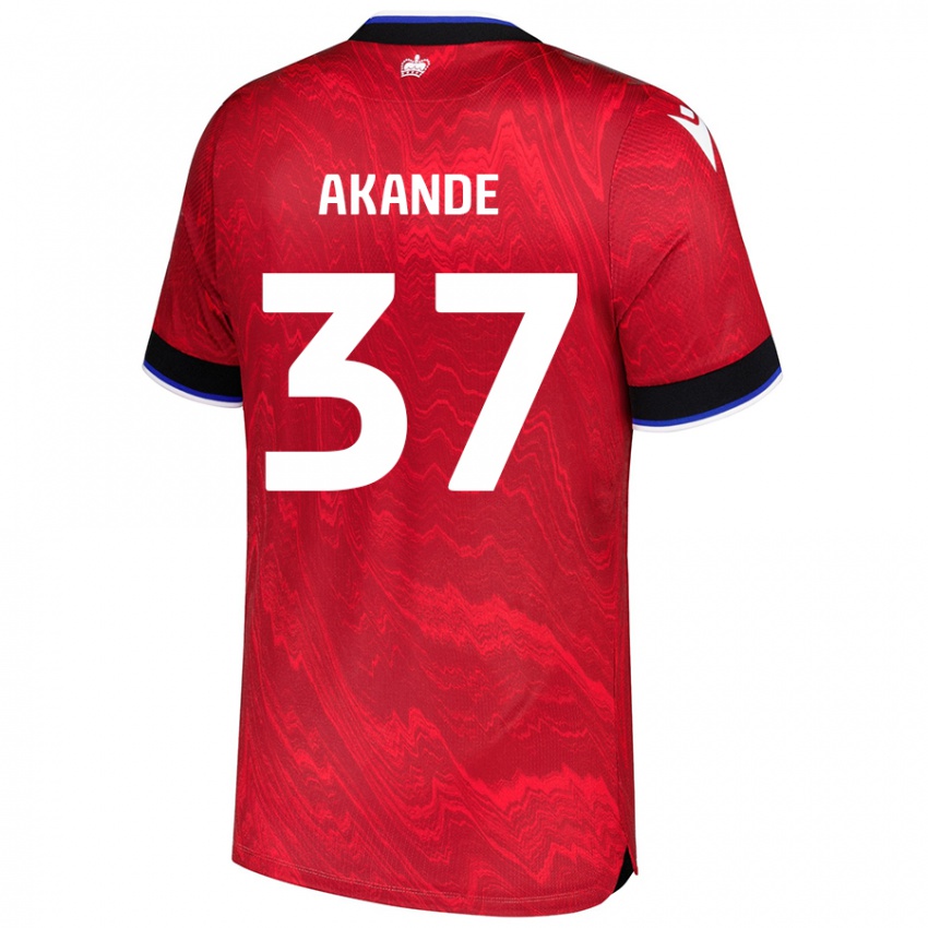 Kinder Adrian Akande #37 Rot Schwarz Auswärtstrikot Trikot 2024/25 T-Shirt Österreich