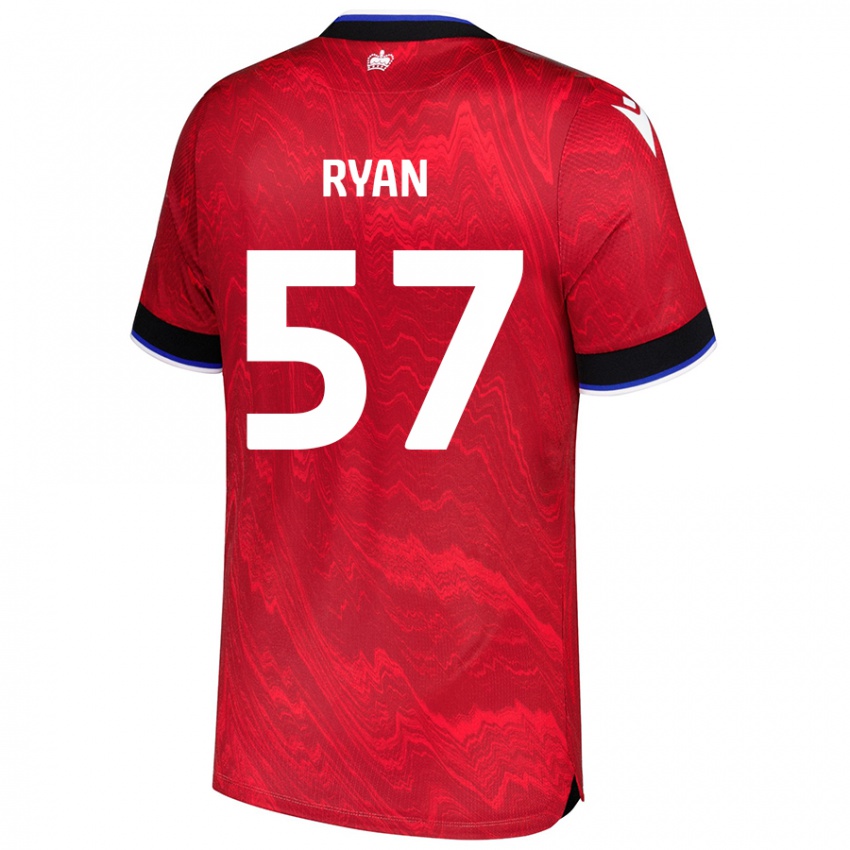 Kinder John Ryan #57 Rot Schwarz Auswärtstrikot Trikot 2024/25 T-Shirt Österreich