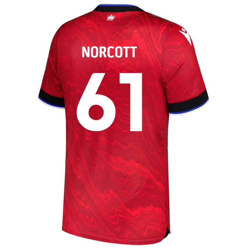 Kinder Tom Norcott #61 Rot Schwarz Auswärtstrikot Trikot 2024/25 T-Shirt Österreich