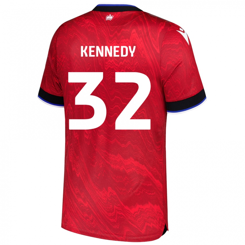 Kinder Stevie Kennedy #32 Rot Schwarz Auswärtstrikot Trikot 2024/25 T-Shirt Österreich