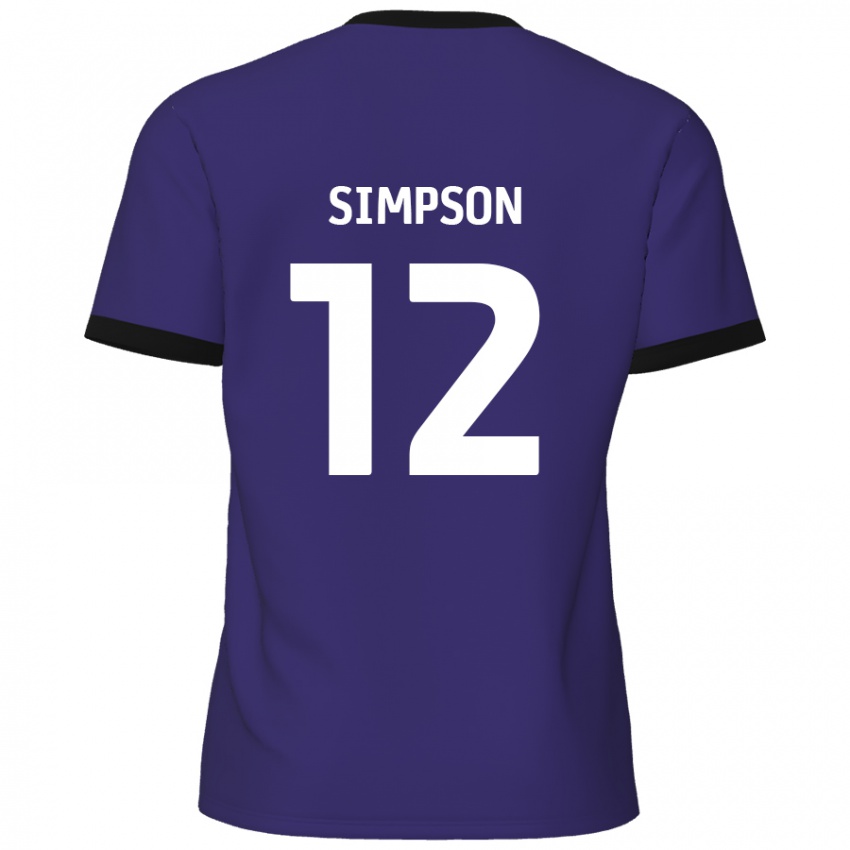 Kinder Tyreece Simpson #12 Lila Auswärtstrikot Trikot 2024/25 T-Shirt Österreich