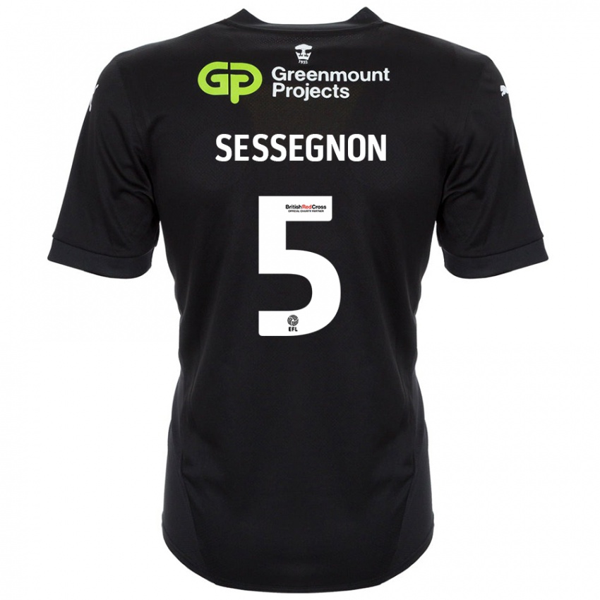 Kinder Steven Sessegnon #5 Schwarz Auswärtstrikot Trikot 2024/25 T-Shirt Österreich