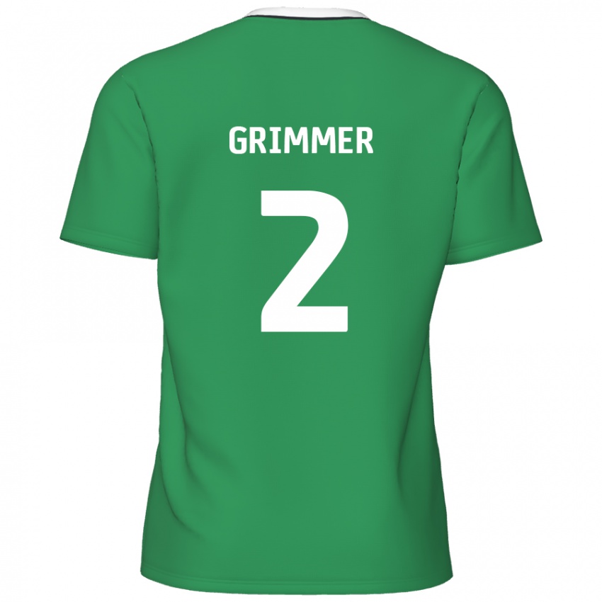 Kinder Jack Grimmer #2 Grün Weiße Streifen Auswärtstrikot Trikot 2024/25 T-Shirt Österreich