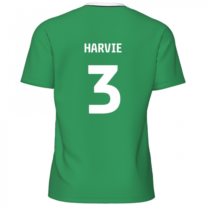 Kinder Daniel Harvie #3 Grün Weiße Streifen Auswärtstrikot Trikot 2024/25 T-Shirt Österreich