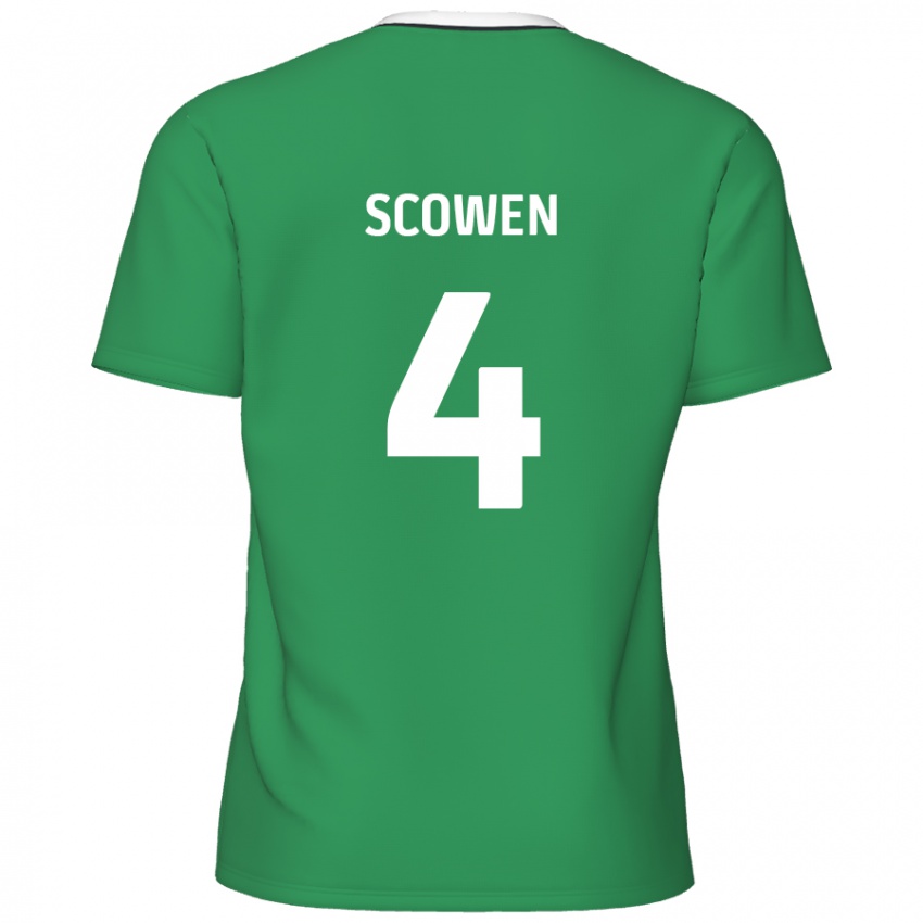 Kinder Josh Scowen #4 Grün Weiße Streifen Auswärtstrikot Trikot 2024/25 T-Shirt Österreich