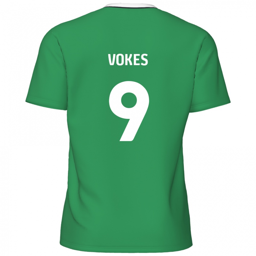 Kinder Sam Vokes #9 Grün Weiße Streifen Auswärtstrikot Trikot 2024/25 T-Shirt Österreich