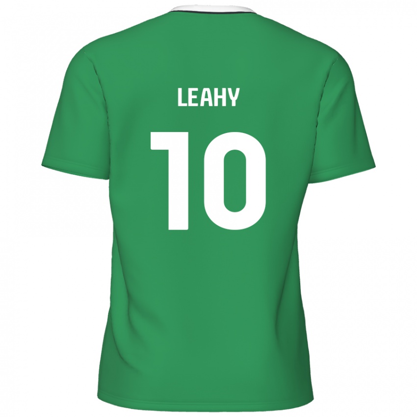 Kinder Luke Leahy #10 Grün Weiße Streifen Auswärtstrikot Trikot 2024/25 T-Shirt Österreich