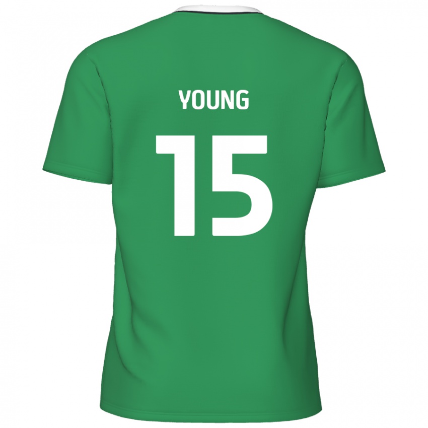 Kinder Jack Young #15 Grün Weiße Streifen Auswärtstrikot Trikot 2024/25 T-Shirt Österreich