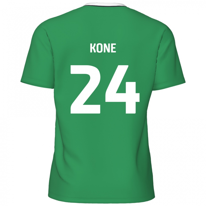 Kinder Richard Kone #24 Grün Weiße Streifen Auswärtstrikot Trikot 2024/25 T-Shirt Österreich