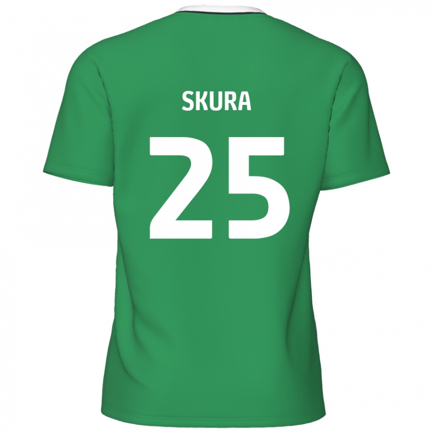 Kinder Declan Skura #25 Grün Weiße Streifen Auswärtstrikot Trikot 2024/25 T-Shirt Österreich