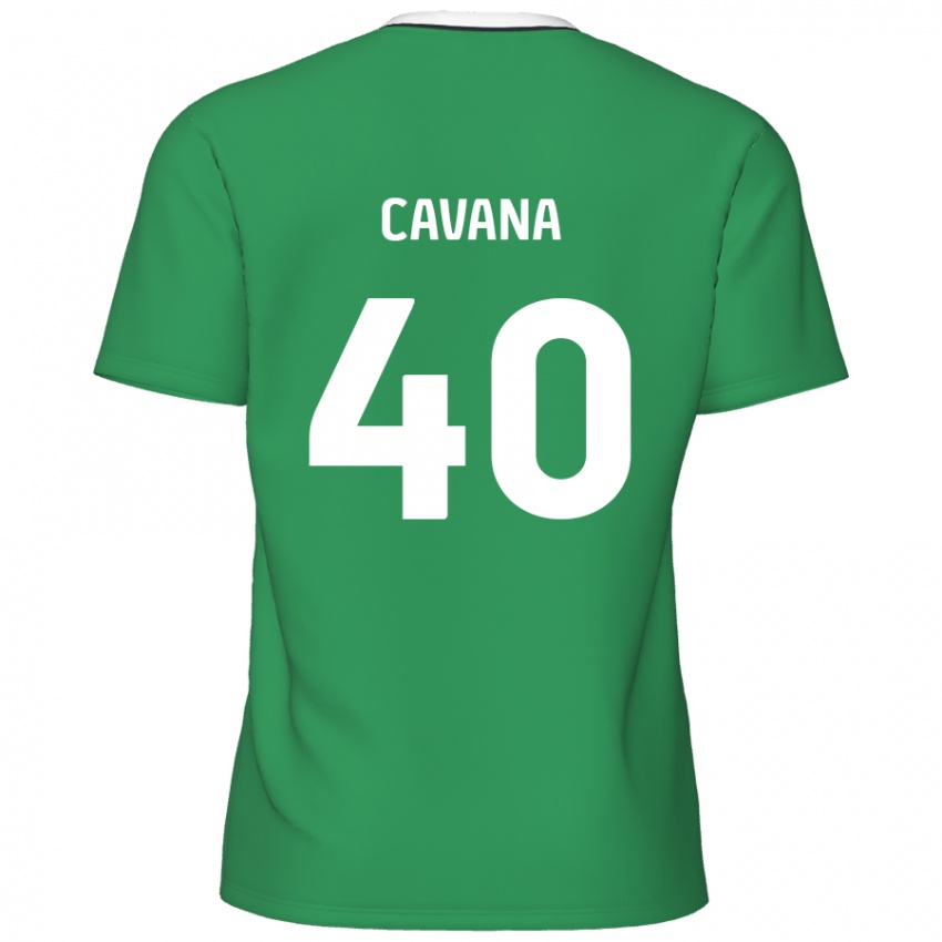 Kinder Max Cavana #40 Grün Weiße Streifen Auswärtstrikot Trikot 2024/25 T-Shirt Österreich