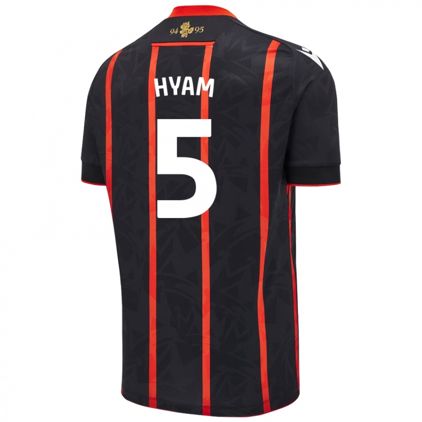 Kinder Dominic Hyam #5 Schwarz Rot Auswärtstrikot Trikot 2024/25 T-Shirt Österreich