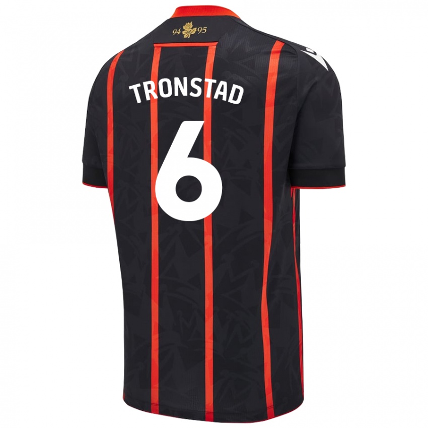 Kinder Sondre Tronstad #6 Schwarz Rot Auswärtstrikot Trikot 2024/25 T-Shirt Österreich