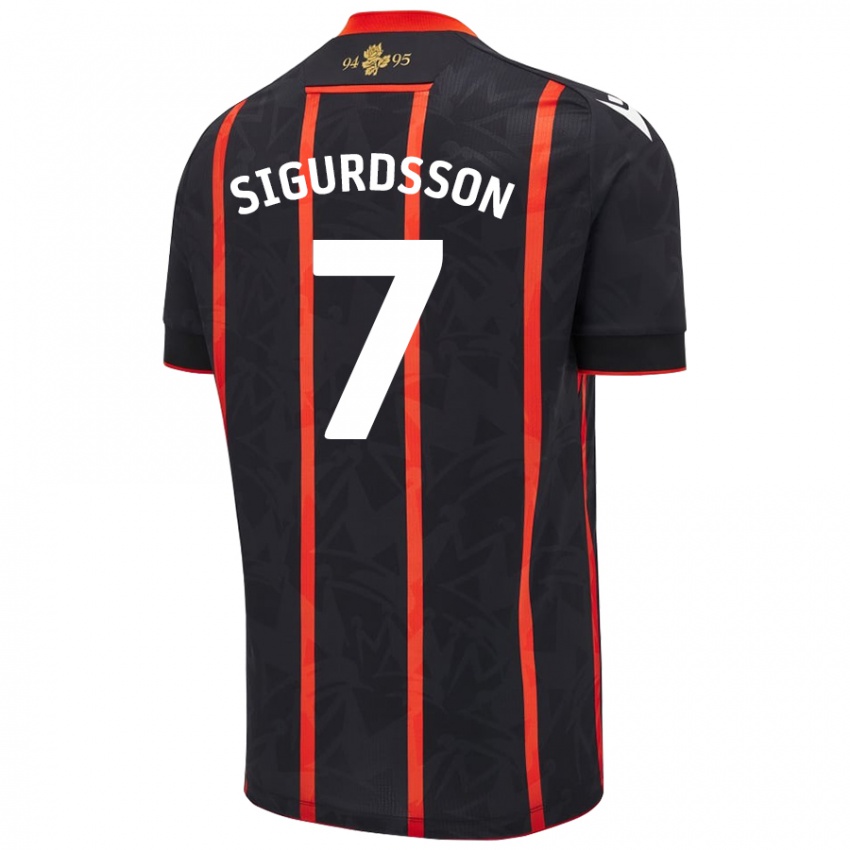 Kinder Arnór Sigurdsson #7 Schwarz Rot Auswärtstrikot Trikot 2024/25 T-Shirt Österreich