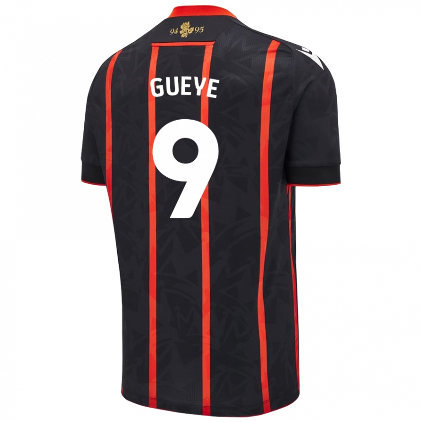 Kinder Makhtar Gueye #9 Schwarz Rot Auswärtstrikot Trikot 2024/25 T-Shirt Österreich