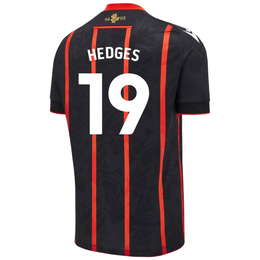 Kinder Ryan Hedges #19 Schwarz Rot Auswärtstrikot Trikot 2024/25 T-Shirt Österreich