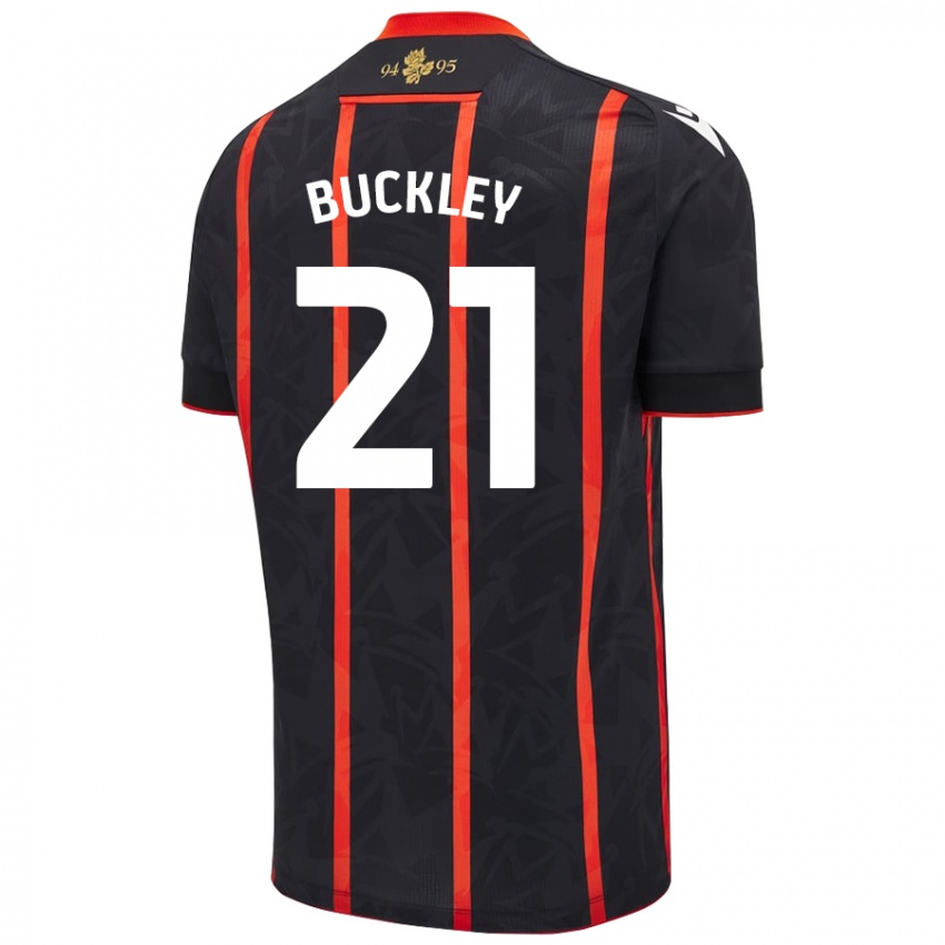 Kinder John Buckley #21 Schwarz Rot Auswärtstrikot Trikot 2024/25 T-Shirt Österreich