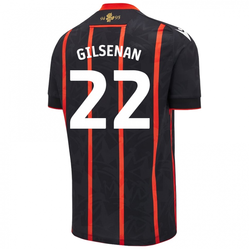 Kinder Zak Gilsenan #22 Schwarz Rot Auswärtstrikot Trikot 2024/25 T-Shirt Österreich