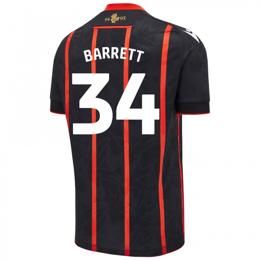 Kinder Jack Barrett #34 Schwarz Rot Auswärtstrikot Trikot 2024/25 T-Shirt Österreich