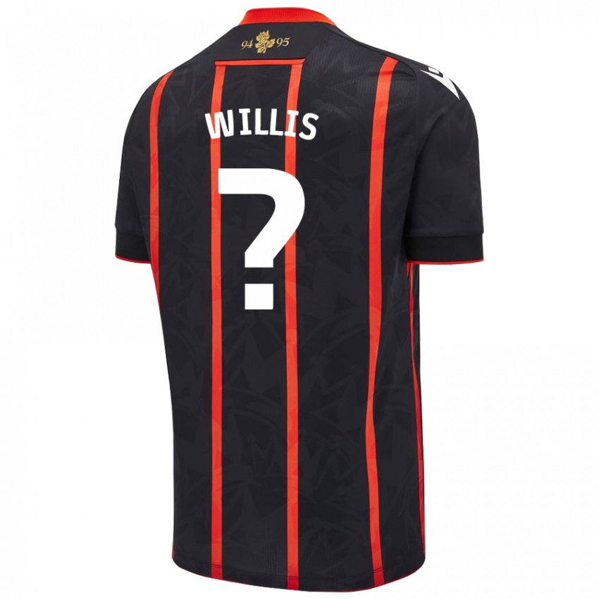 Kinder Nathan Willis #0 Schwarz Rot Auswärtstrikot Trikot 2024/25 T-Shirt Österreich