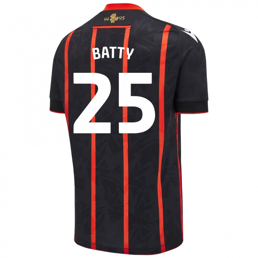 Kinder Jake Batty #25 Schwarz Rot Auswärtstrikot Trikot 2024/25 T-Shirt Österreich