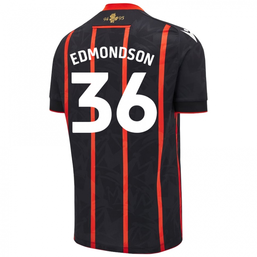 Kinder James Edmondson #36 Schwarz Rot Auswärtstrikot Trikot 2024/25 T-Shirt Österreich