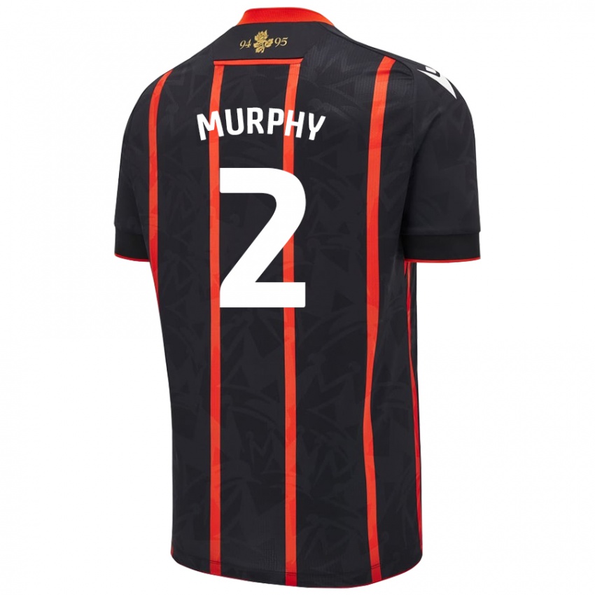 Kinder Niamh Murphy #2 Schwarz Rot Auswärtstrikot Trikot 2024/25 T-Shirt Österreich