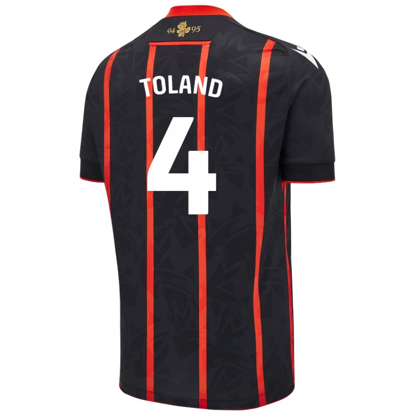 Kinder Tyler Toland #4 Schwarz Rot Auswärtstrikot Trikot 2024/25 T-Shirt Österreich