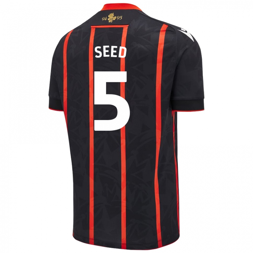 Kinder Helen Seed #5 Schwarz Rot Auswärtstrikot Trikot 2024/25 T-Shirt Österreich